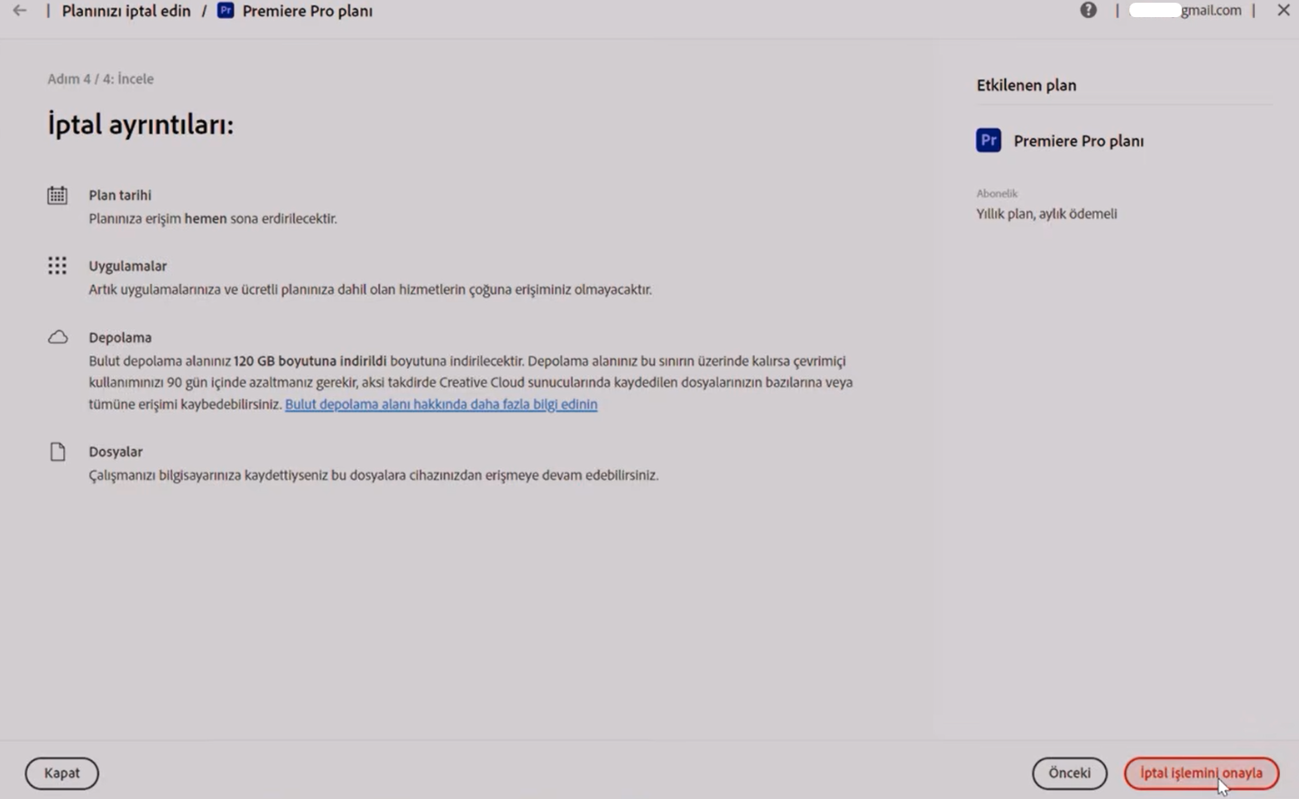 adobe hesabı iptal et