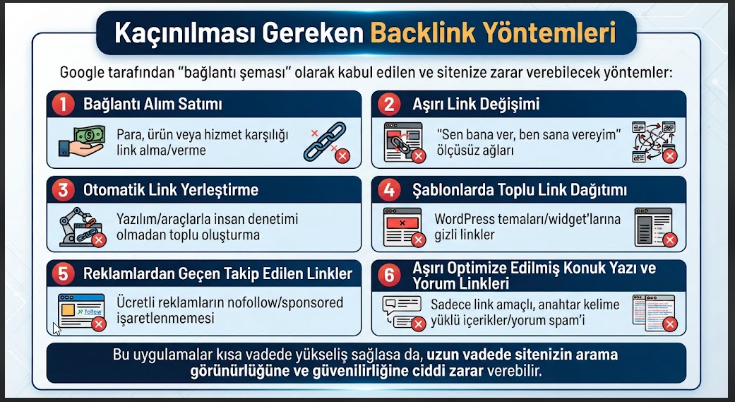 kaçınılması gereken backlink yöntemleri