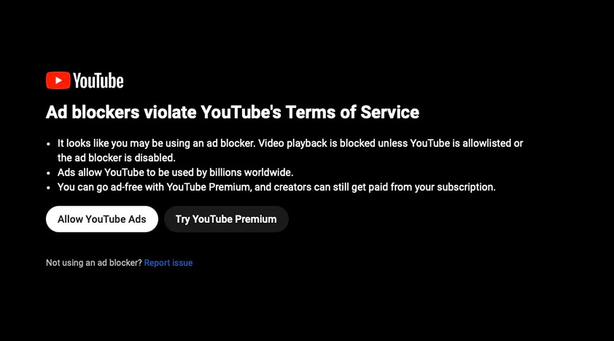 YouTube Reklam Engelleyici Askısı Artık Üçüncü Taraf Uygulamalarını da İçeriyor